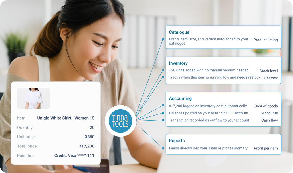 Filipina seller managing her product catalogue and inventory levels in Tinda Tools